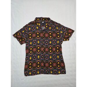 WXYZ MFG CO Button Down Shirt Geometric Tribal Large Multicolor Festival Vibe